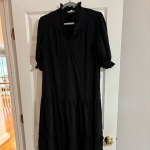 Pomander Place Black Ruffled Maxi Selena Dress